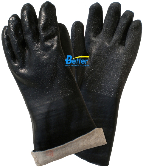 Sandy Finished Black PVC Fully Dipped Chemical Resistant Safety Gloves BGPC402