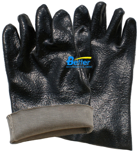 Rough Finished Black PVC Dipped Safety Gloves (BGPC302)