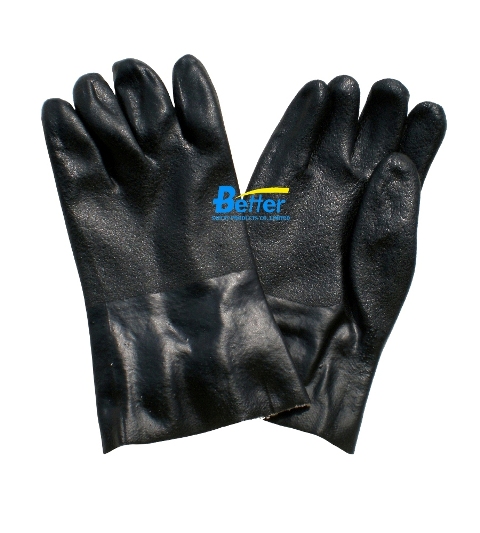 Sandy Finished Black PVC Dipped Working Gloves (BGPC401)
