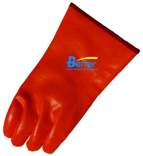 Smooth Finished Fluorescent PVC Fully Dipped Chemical-Resistant-Gloves-BGPC505