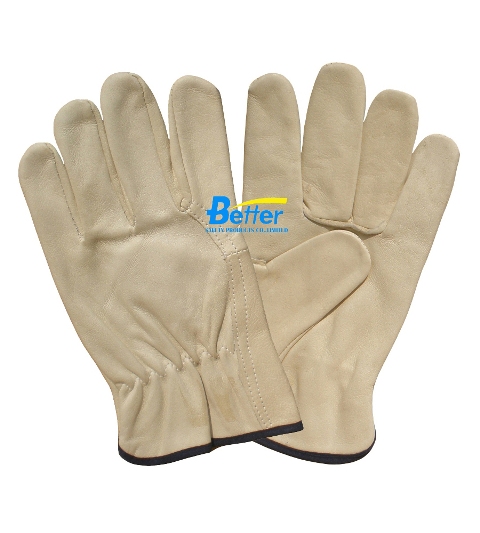 Excellent White Cow Grain Leather Driver Gloves (BGCD102)