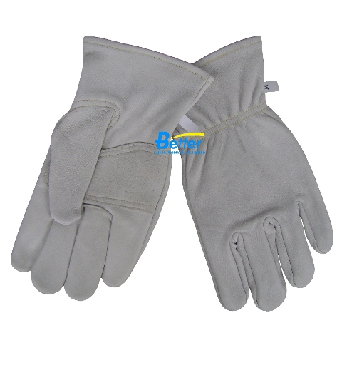 Palm Reinforced Yellow Cow Grain Leather Driver Work Gloves