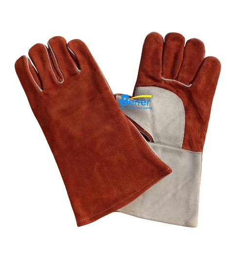 Deluxe 14 A Grade Cow Split Leather Welding Work Gloves