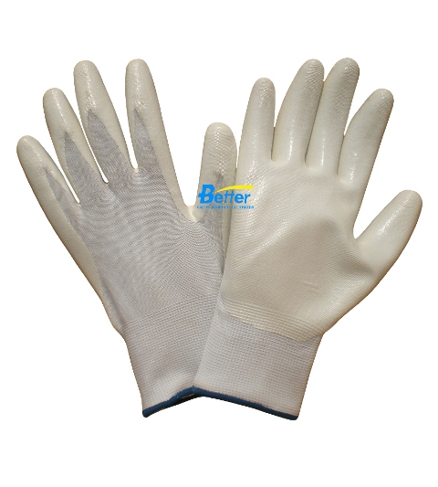 White Smooth Finished Nitrile Coated Working Gloves (BGNC301)