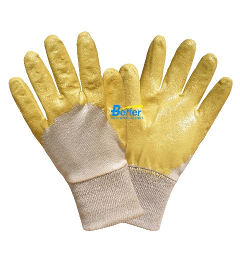 Russian Style Yellow Lightweight Nitrile Coated Work Gloves (BGNC102)