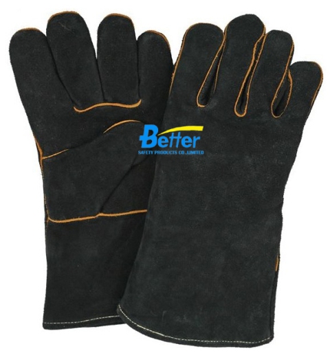 High Quality Black Cow Split Leather Welder Gloves(BGCW209)