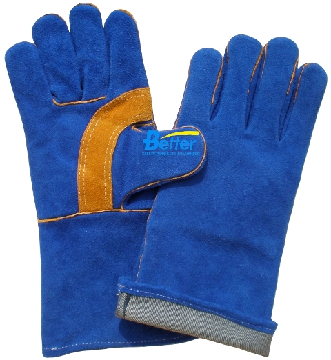 High Quality Blue Cow Split Leather Safety Gloves(BGCW208)