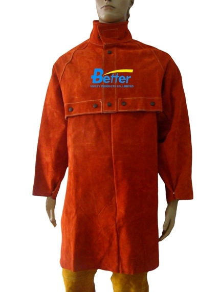 BWJ-8188- Split Cowhide  Welding Cape W Detachable Split Cowhide Apron