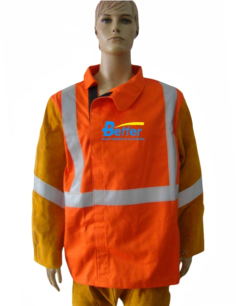BWJ-2730-Hi-Viz Orange Fireman FR(Flame Retardant) Cotton Body Welding Jacket