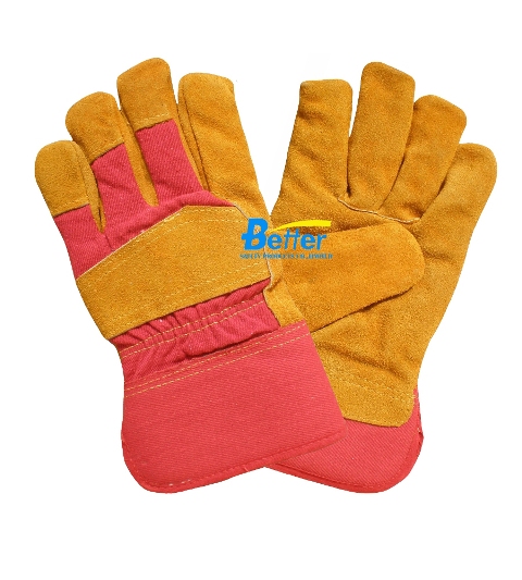 Excellent Golden Cow Split Leather Palm Safety Gloves (BGCL203)