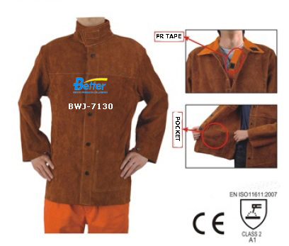 BWJ-7130- Super Coffee Split cowhide Leather Welding Jacket