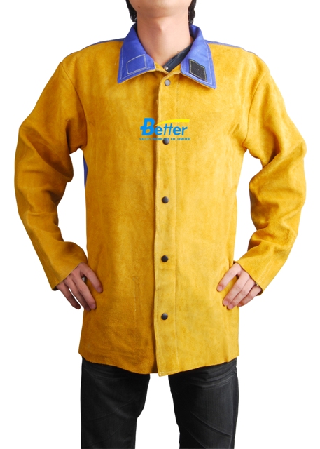 BCFR105 - FR Cotton Welding Jacket Leather Sleeves and Front