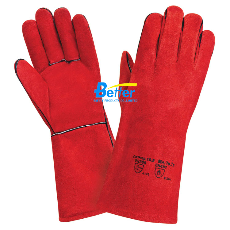 Super Red Cow Split Leather Welding Gloves (BGCW203)