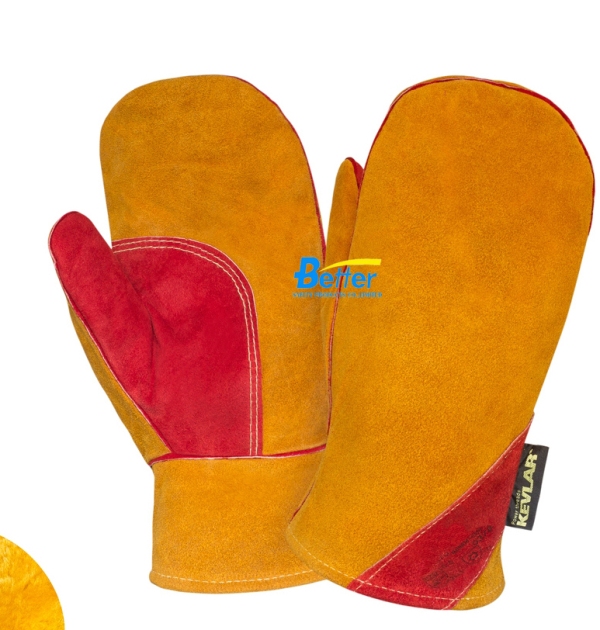 Aramid Fiber Sewn Cow Split Leather Mitten(BGCW325)