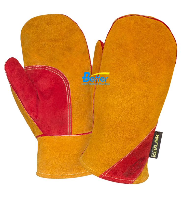 Aramid Fiber Sewn Cow Split Leather Mitten(BGCW324)