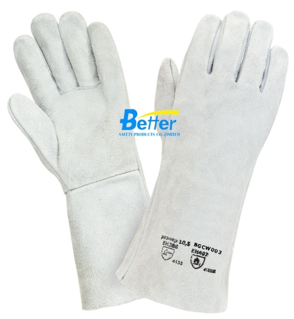 Super 100% Natural Cow Split Leather Welding Gloves, No Lining(BGCW003)