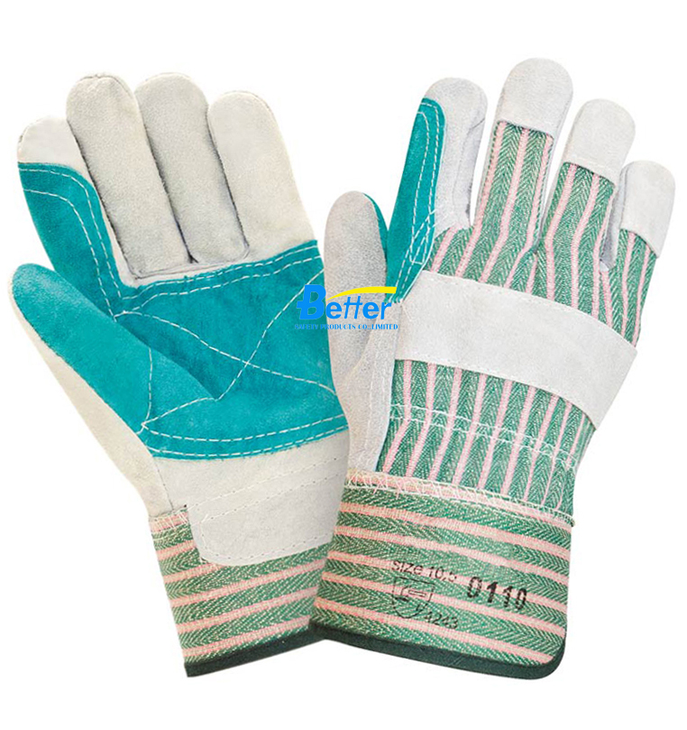 Double Palm Cow Split Leather Working Gloves (BGCL204)