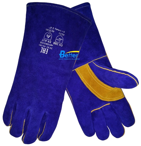 CW205B-High Quality Blue Split Cow Leather Welding Work Glove